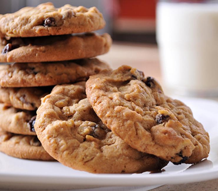baked homemade cookies and milk